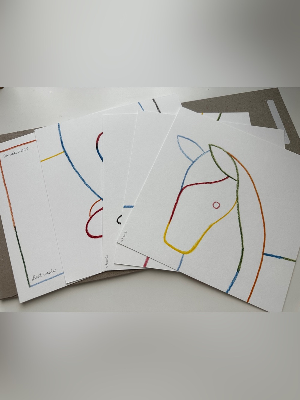 Hermes Multicolor Minimalist Horse Line Art Print - Home Art